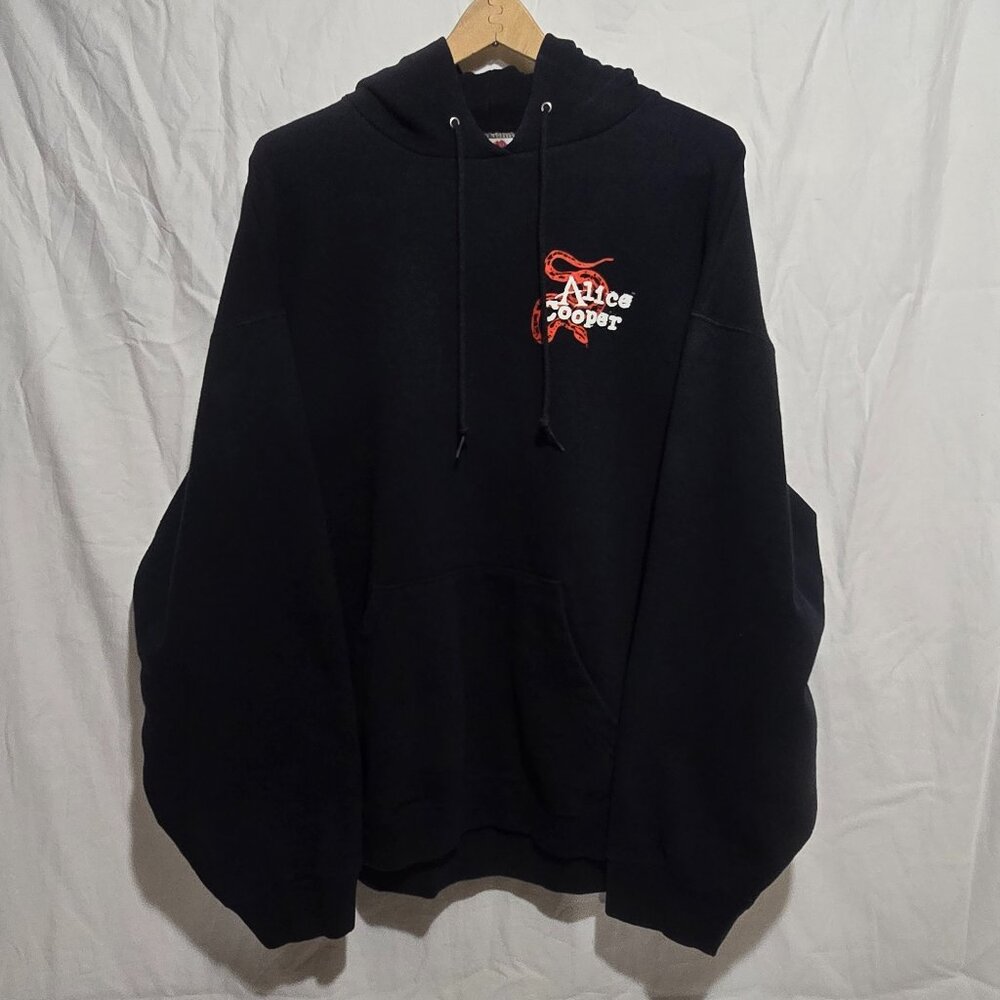 Vtg 2003 Fruit of the Loom HEAVY Cotton ALICE COOPER Pullover Hoodie - Black - S